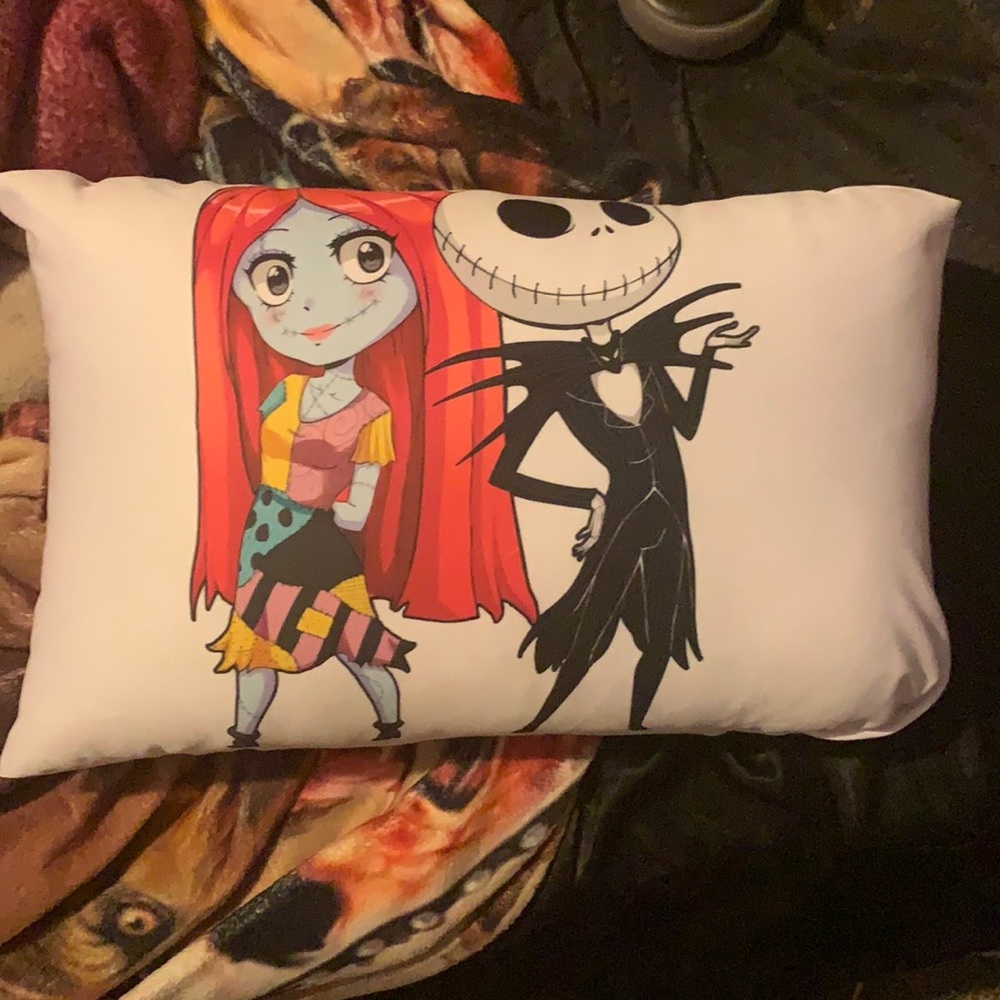Jack and sally throw pillow